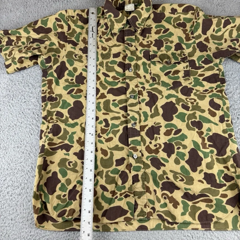 Vintage Camouflage Hunting Shirt Sz Large Camo Military Survival Frog Woodland
